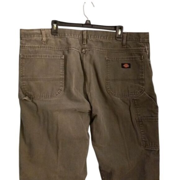 Dickies Mens Green Cotton Work Pants 44x32 With Pockets Button Fly Denim Jeans - Picture 11 of 13